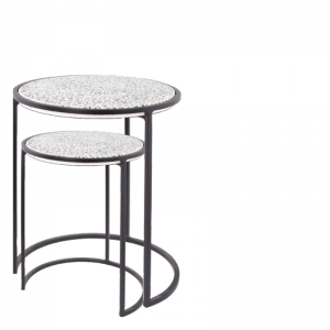 TABIA ROUND COFFEE TABLE BLACK/WHITE SET
