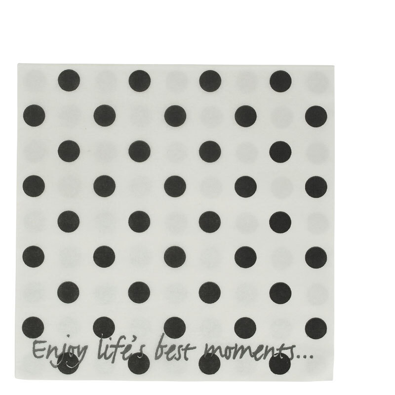 LS94 NAPKIN WHITE + BLACK DOTS