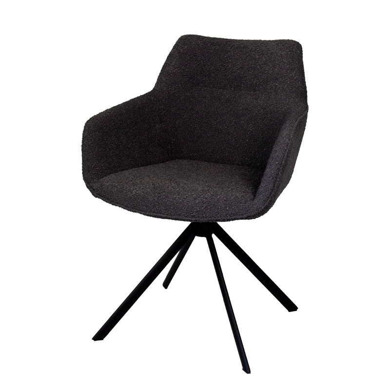 JOHNSON ROTATING DINING CHAIR BOUCLE ANTHRACITE W59/D60/H84