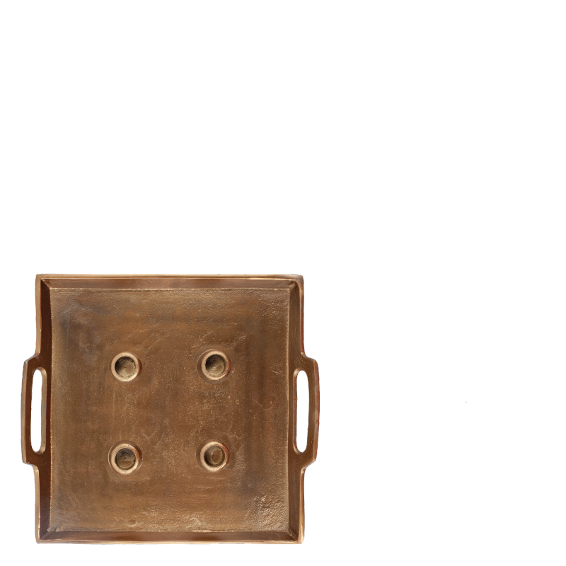 ALFEO SQUARE CANDLE HOLDER BRASS