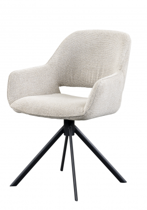 DENTSVILLE ROTATING DINING CHAIR SIENNA ECRU BLACK LEGS W63/D61/H83