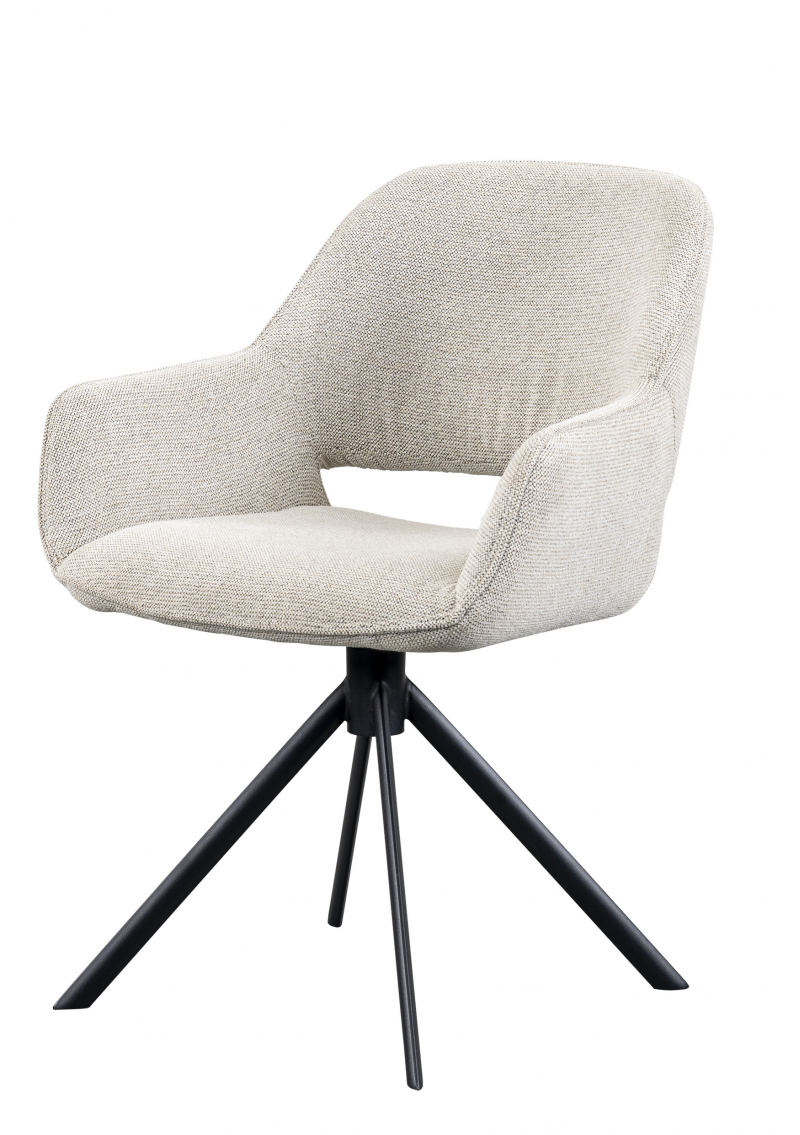 DENTSVILLE ROTATING DINING CHAIR SIENNA ECRU BLACK LEGS W63/D61/H83
