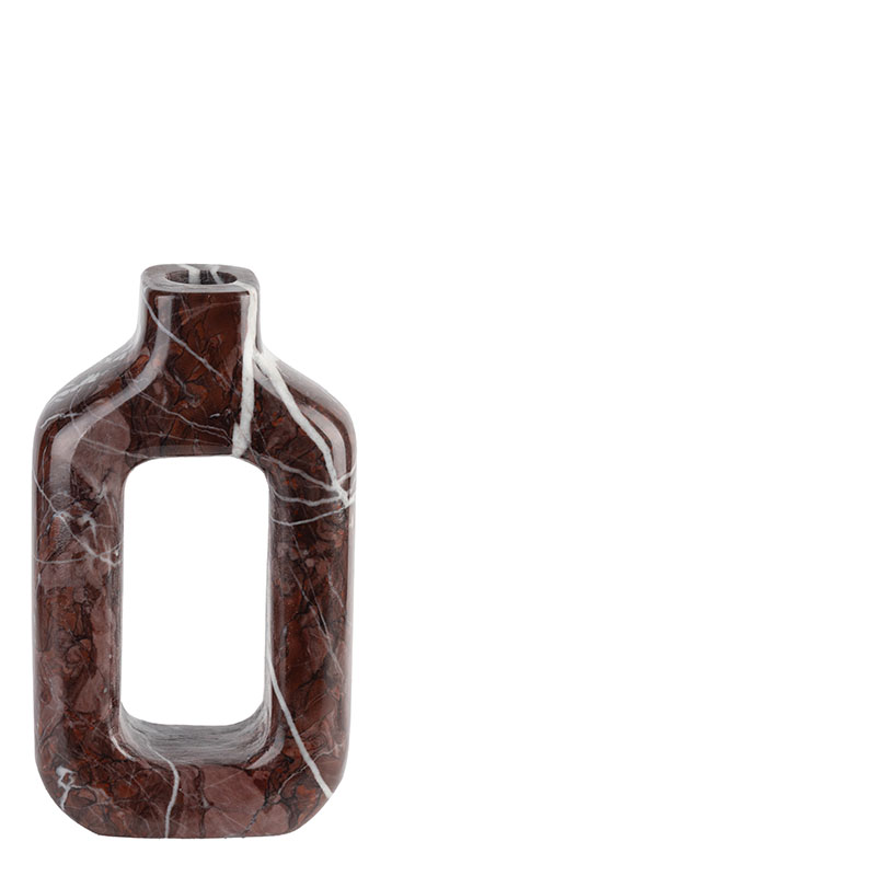 RED MARBLE CANDLE HOLDER OPEN M