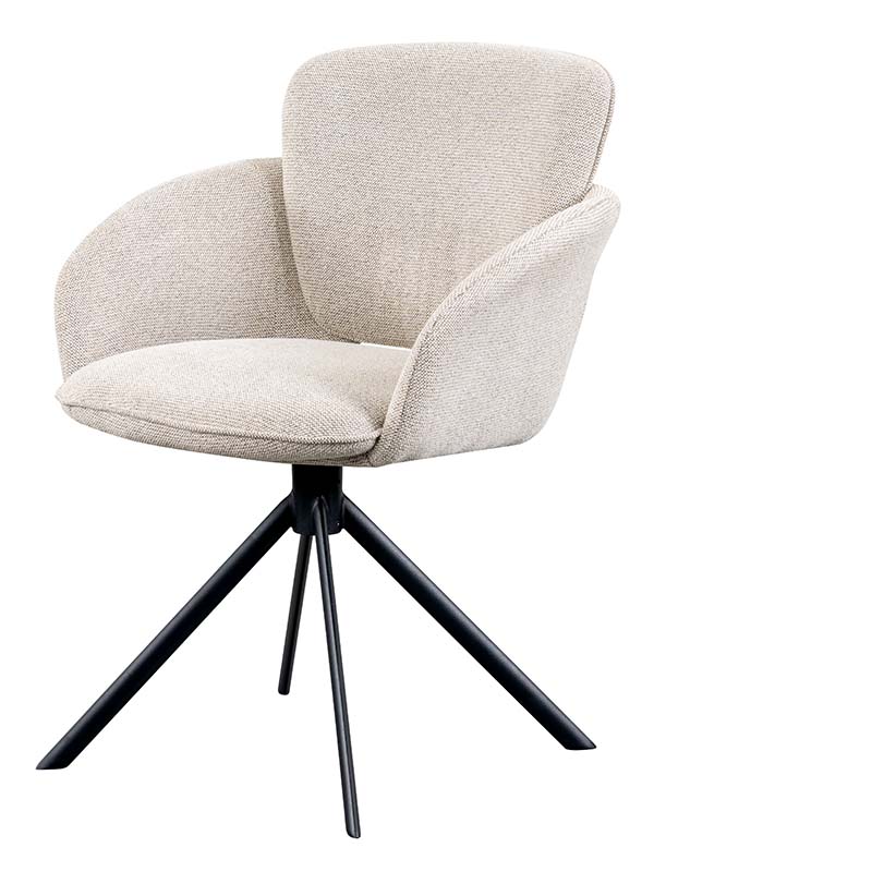 RIVERSIDE ROTATING DINING CHAIR SIENNA ECRU BLACK LEGS W62/D62/H83