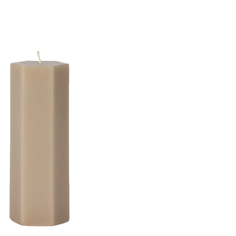 CANDLE HEXAGON TAUPE S DECO ONLY!