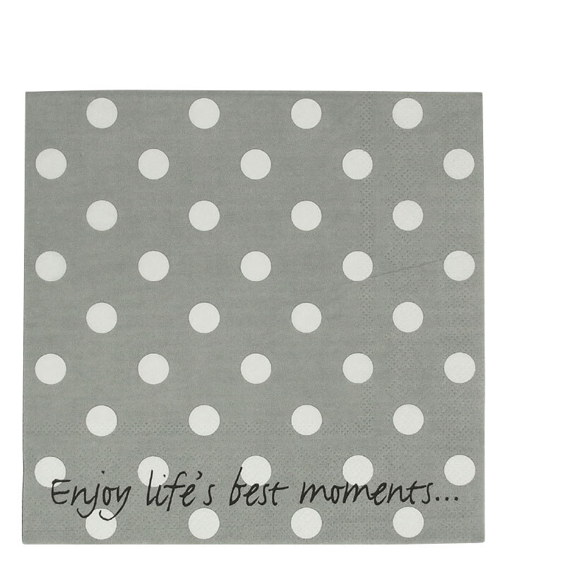 LS94 NAPKIN GREY + WHITE DOTS